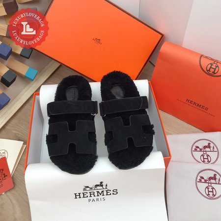 Hermes Chypre Black Sandal