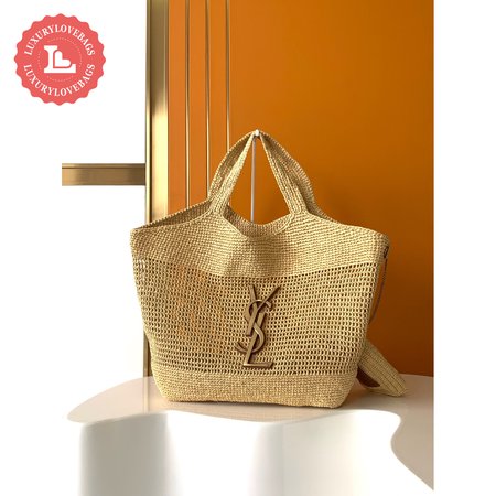 YSL ICARE Maxi Raffia Shopping Bag