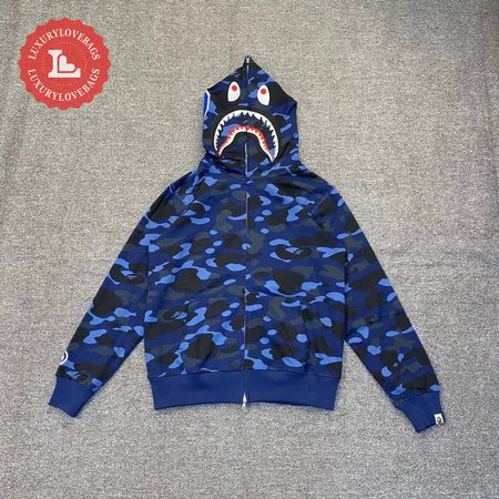 BAPE 1st Camo Jersey Shark Full Zip Hoodie S-2XL