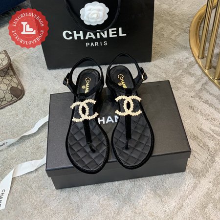 Chanel Lambskin Sandal Black Metal 35-39