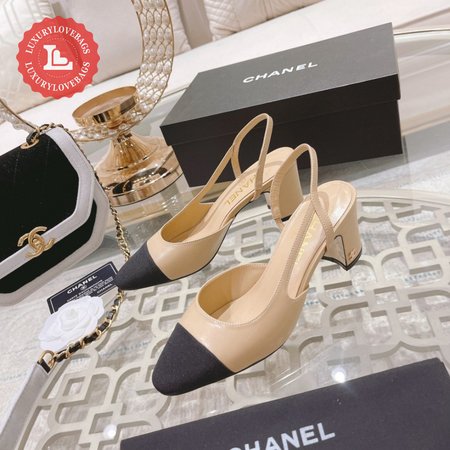 Chanel Slingbacks Goatskin & Grosgrain Beige/Black 34-40