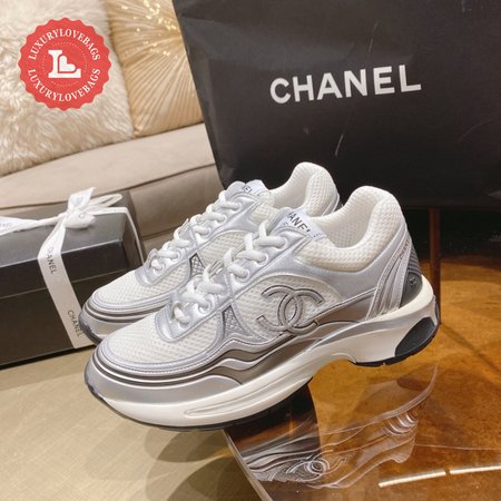 Chanel Sneakers Fabric & Laminated White/Silver 35-41