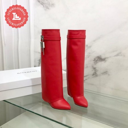 Givenchy Shark Lock Boots In Leather Red 35-39