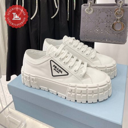 Prada Double Wheel Nylon Gabardine Sneakers White 35-40