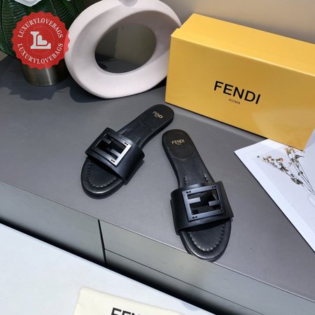 Fendi Baguette Black Leather Slides 35-40