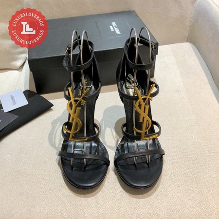 YSL Cassandra Sandals In Patent Leather With Gold-Tone Monogram 35-40