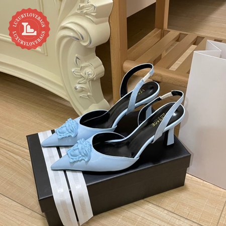 Versace La Medusa Slingback Pumps Blue 34-42