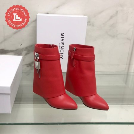 Givenchy Shark Lock Boots In Leather Red 35-39