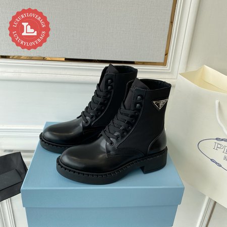 Prada Brushed-Leather And Re-Nylon Boots 35-40